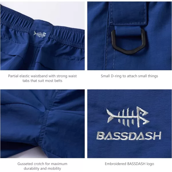 BASSDASH Mens 6 Fishing Shorts UPF 50 Water Resistant Quick Dry Hiking Cargo Shorts with Multi Pocket FP03MDark Blue