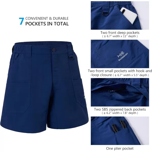 BASSDASH Mens 6 Fishing Shorts UPF 50 Water Resistant Quick Dry Hiking Cargo Shorts with Multi Pocket FP03MDark Blue