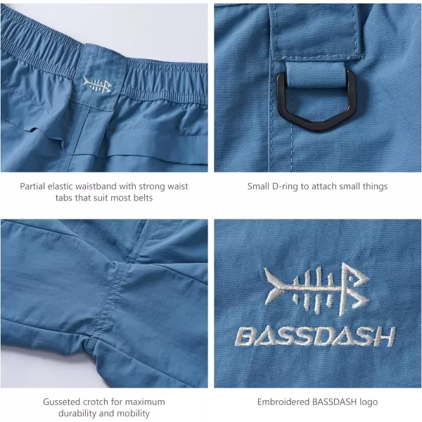 BASSDASH Mens 6 Fishing Shorts UPF 50 Water Resistant Quick Dry Hiking Cargo Shorts with Multi Pocket FP03MDusty Blue