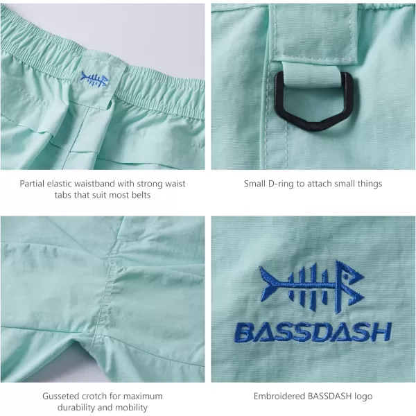 BASSDASH Mens 6 Fishing Shorts UPF 50 Water Resistant Quick Dry Hiking Cargo Shorts with Multi Pocket FP03MSeafoam