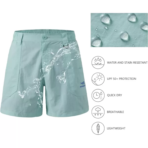 BASSDASH Mens 6 Fishing Shorts UPF 50 Water Resistant Quick Dry Hiking Cargo Shorts with Multi Pocket FP03MSeafoam