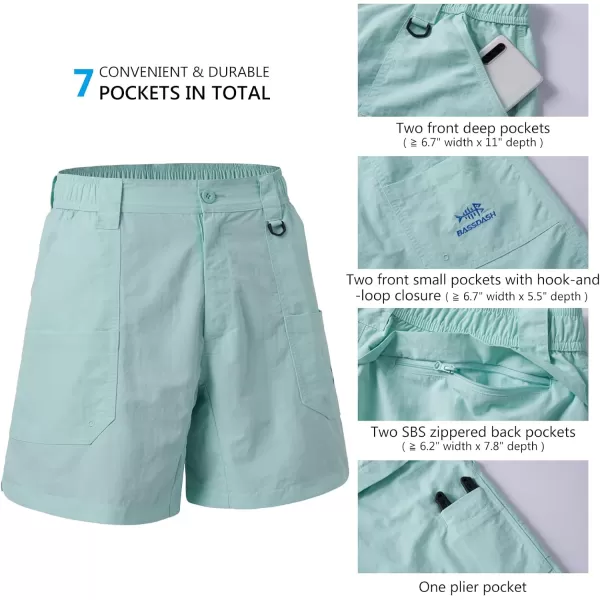 BASSDASH Mens 6 Fishing Shorts UPF 50 Water Resistant Quick Dry Hiking Cargo Shorts with Multi Pocket FP03MSeafoam