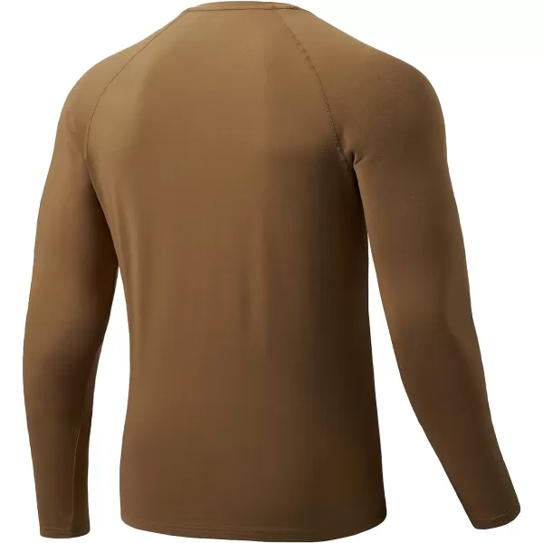 BASSDASH Mens Lightweight Thermal Base Layer Shirt Underwear Top Warm Ultra Soft Quick DryDark Brown