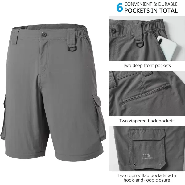 BASSDASH Mens Outdoor Quick Dry Convertible Pants ZipOff Water Resistant Lightweight Fishing Hiking Cargo Shorts UPF50Dark Grey