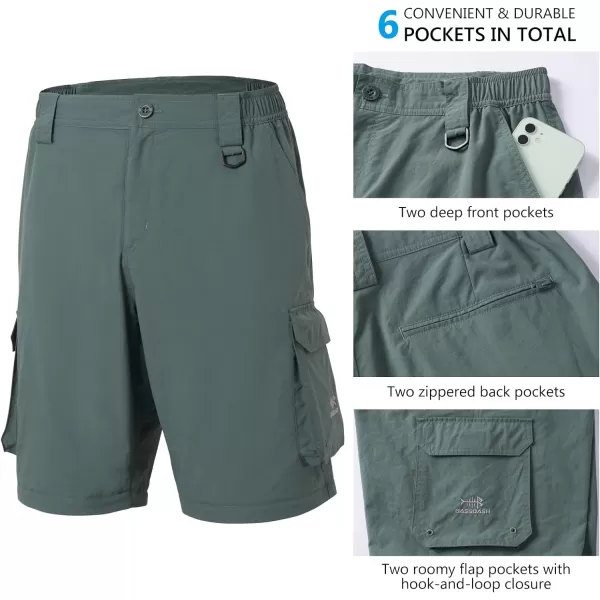 BASSDASH Mens Outdoor Quick Dry Convertible Pants ZipOff Water Resistant Lightweight Fishing Hiking Cargo Shorts UPF50Pond Green