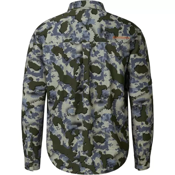 BASSDASH Mens Performance Button Down Shirt Long Sleeve UPF 50 for Hunting Fishing Outdoors FS23MGreen Vegetation Camo