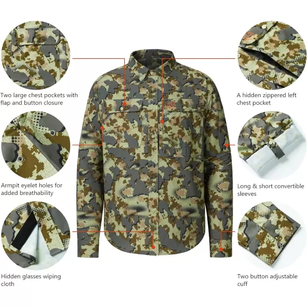 BASSDASH Mens Performance Button Down Shirt Long Sleeve UPF 50 for Hunting Fishing Outdoors FS23MOpen Terrain