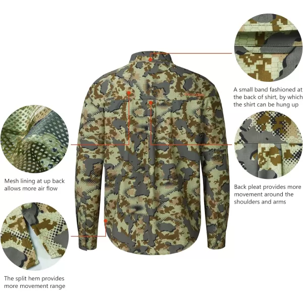 BASSDASH Mens Performance Button Down Shirt Long Sleeve UPF 50 for Hunting Fishing Outdoors FS23MOpen Terrain