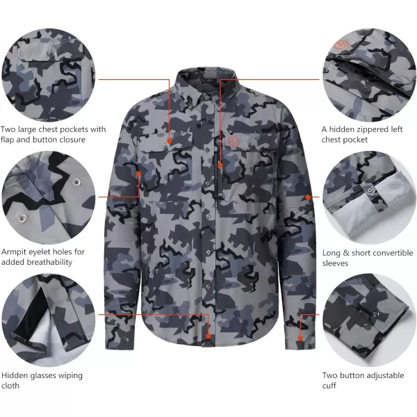 BASSDASH Mens Performance Button Down Shirt Long Sleeve UPF 50 for Hunting Fishing Outdoors FS23MRock