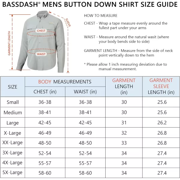 BASSDASH Mens Performance Fishing Hiking Shirt UPF 50 Button Down Long Sleeve Quick Dry FS21MCool Grey