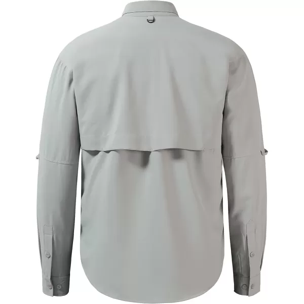 BASSDASH Mens Performance Fishing Hiking Shirt UPF 50 Button Down Long Sleeve Quick Dry FS21MCool Grey