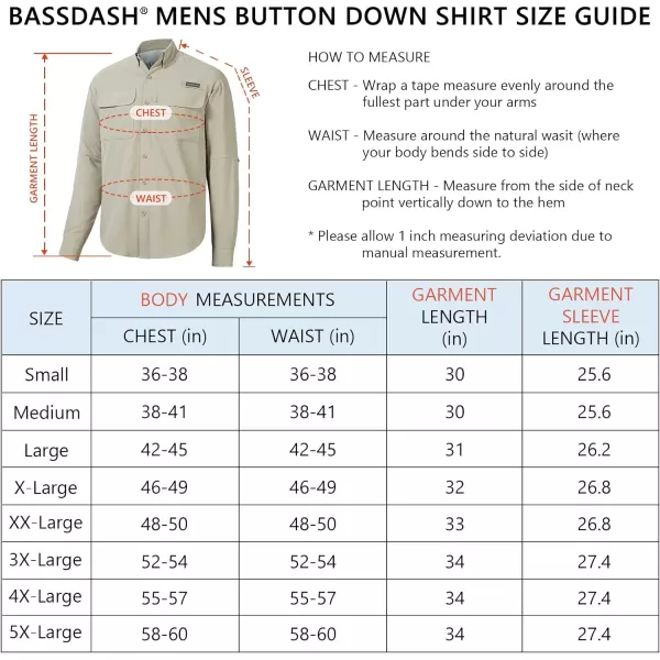 BASSDASH Mens Performance Fishing Hiking Shirt UPF 50 Button Down Long Sleeve Quick Dry FS21MKhaki