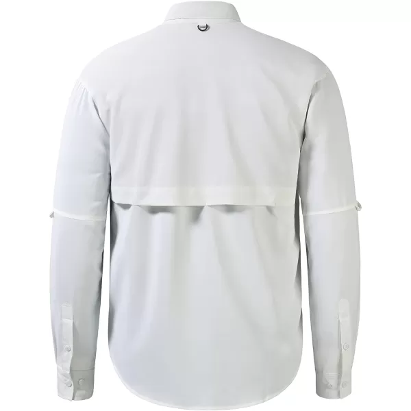 BASSDASH Mens Performance Fishing Hiking Shirt UPF 50 Button Down Long Sleeve Quick Dry FS21MWhite