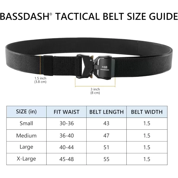 BASSDASH Mens Tactical Belt Military Rigger Work Belt 15 Nylon Web with Heavy Duty Quick Release Buckle Hiking HuntingBlack