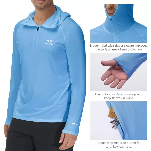 BASSDASH Mens UPF 50 14 Zip Fishing Hoodie Shirt Quick Dry Performance Long Sleeve Sun Protection FS24MCarolina