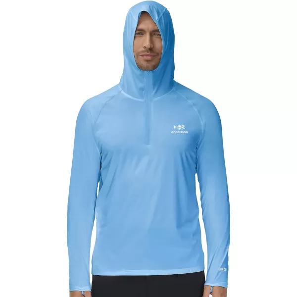 BASSDASH Mens UPF 50 14 Zip Fishing Hoodie Shirt Quick Dry Performance Long Sleeve Sun Protection FS24MCarolina