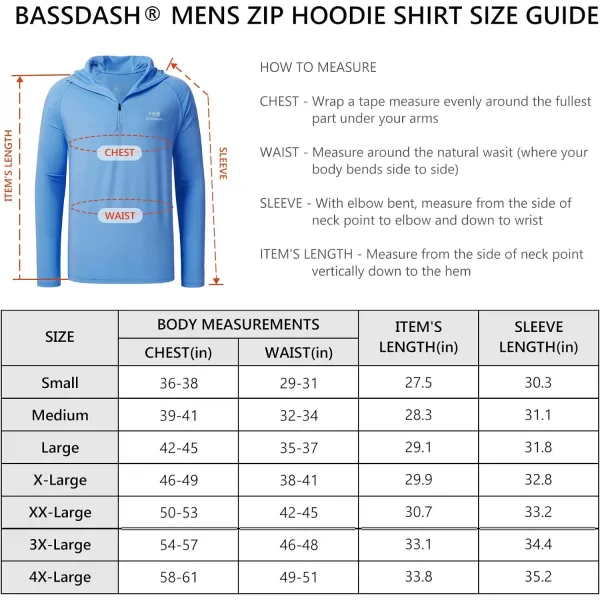 BASSDASH Mens UPF 50 14 Zip Fishing Hoodie Shirt Quick Dry Performance Long Sleeve Sun Protection FS24MCarolina