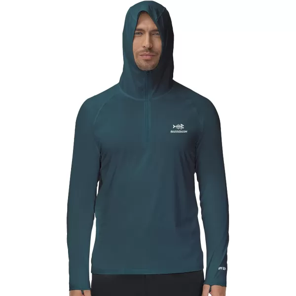 BASSDASH Mens UPF 50 14 Zip Fishing Hoodie Shirt Quick Dry Performance Long Sleeve Sun Protection FS24MSlate Blue