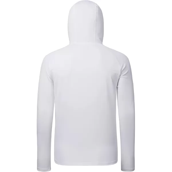 BASSDASH Mens UPF 50 14 Zip Fishing Hoodie Shirt Quick Dry Performance Long Sleeve Sun Protection FS24MWhite