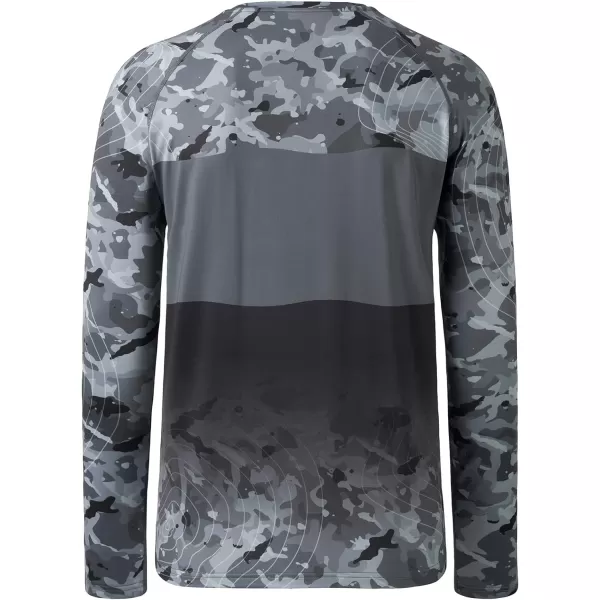 BASSDASH Mens UPF 50 Camo Fishing Shirt Quick Dry Long Sleeve Kayaking Hiking TShirtsBlack Camo