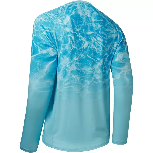 BASSDASH Mens UPF 50 Camo Fishing Shirt Quick Dry Long Sleeve Kayaking Hiking TShirtsRipple Water Gradient