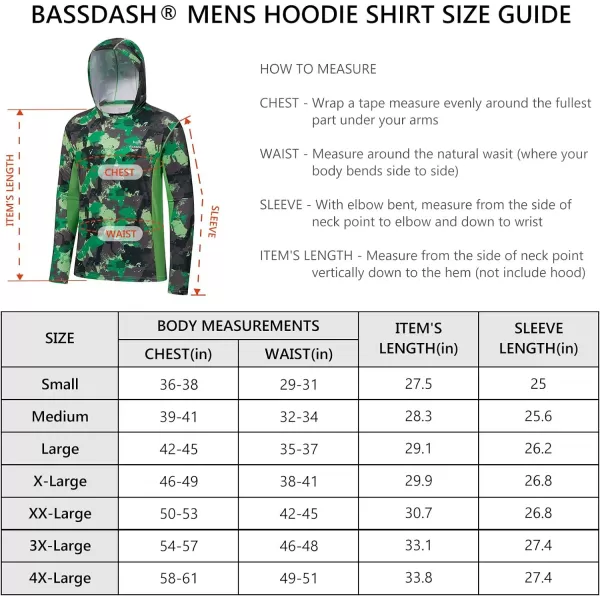 BASSDASH Mens UPF 50 Fishing Hiking Camo Hoodie Shirt with Face Mask Lightweight Neck Gaiter Long SleeveGreen Camo Without Neck Gaiter