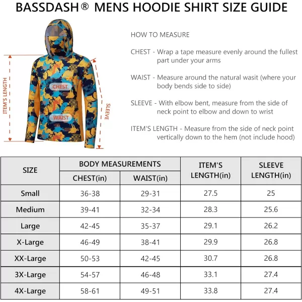 BASSDASH Mens UPF 50 Fishing Hiking Camo Hoodie Shirt with Face Mask Lightweight Neck Gaiter Long SleeveYellowBlue Camo With Neck Gaiter