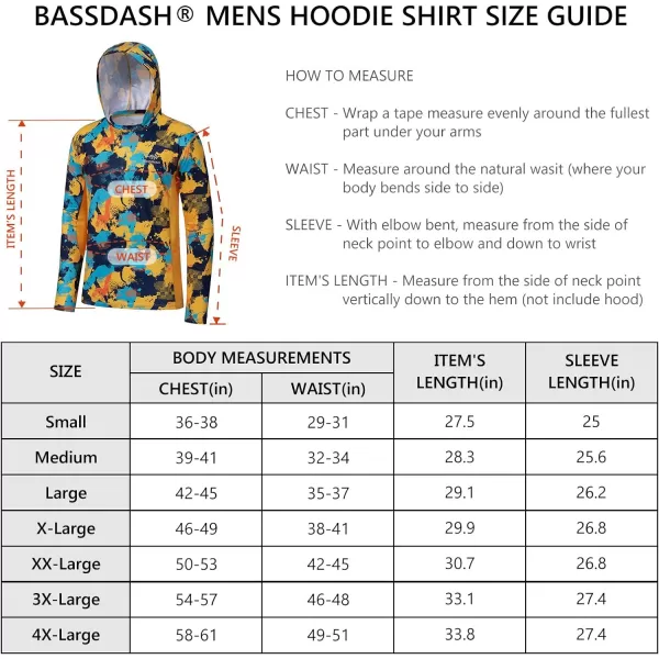 BASSDASH Mens UPF 50 Fishing Hiking Camo Hoodie Shirt with Face Mask Lightweight Neck Gaiter Long SleeveYellowBlue Camo Without Neck Gaiter