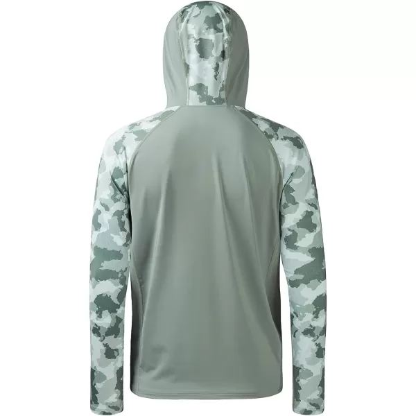 BASSDASH Mens UPF 50 Performance Fishing Shirt Cooling Hoodie Camo Long Sleeve FS17MAsh Grey  Brownampgreen Camo