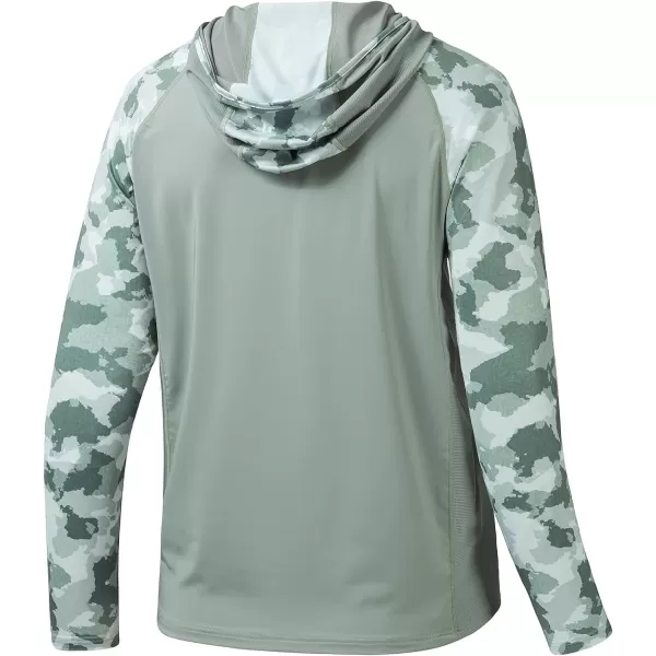 BASSDASH Mens UPF 50 Performance Fishing Shirt Cooling Hoodie Camo Long Sleeve FS17MAsh Grey  Brownampgreen Camo