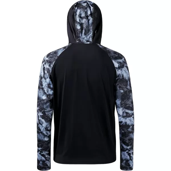 BASSDASH Mens UPF 50 Performance Fishing Shirt Cooling Hoodie Camo Long Sleeve FS17MBlack  Splash Black