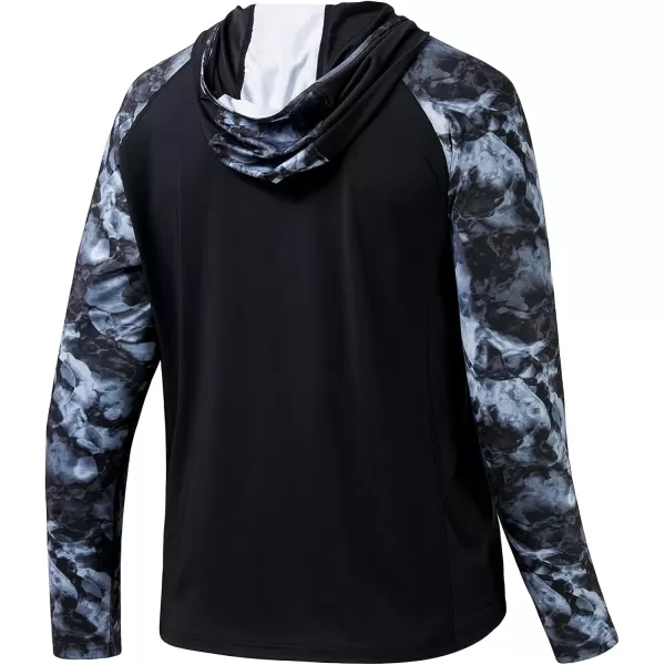 BASSDASH Mens UPF 50 Performance Fishing Shirt Cooling Hoodie Camo Long Sleeve FS17MBlack  Splash Black