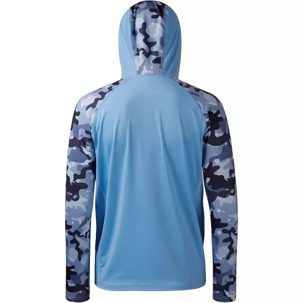 BASSDASH Mens UPF 50 Performance Fishing Shirt Cooling Hoodie Camo Long Sleeve FS17MCarolina  Blue Camo