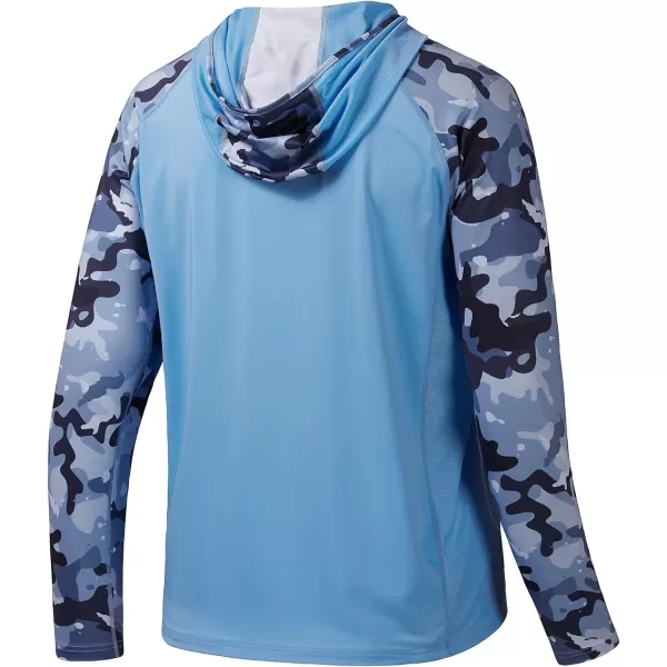 BASSDASH Mens UPF 50 Performance Fishing Shirt Cooling Hoodie Camo Long Sleeve FS17MCarolina  Blue Camo