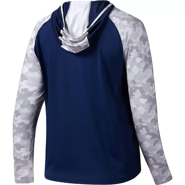 BASSDASH Mens UPF 50 Performance Fishing Shirt Cooling Hoodie Camo Long Sleeve FS17MDark Blue  Light Grey Camo