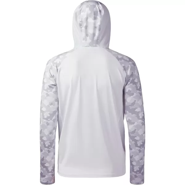 BASSDASH Mens UPF 50 Performance Fishing Shirt Cooling Hoodie Camo Long Sleeve FS17MWhite  Light Grey Camo