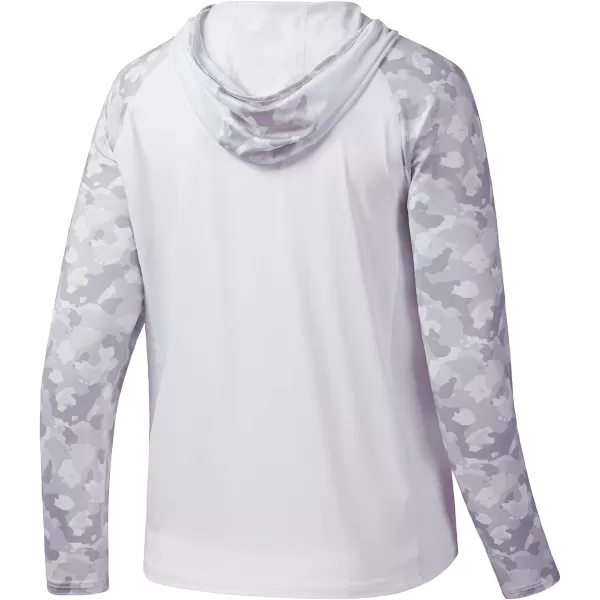 BASSDASH Mens UPF 50 Performance Fishing Shirt Cooling Hoodie Camo Long Sleeve FS17MWhite  Light Grey Camo