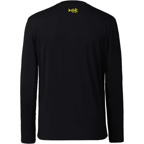 BASSDASH Mens UPF 50 Performance Long Sleeve TShirt UV Sun Protection Fishing Hiking Sports ShirtsBlackYellow Logo