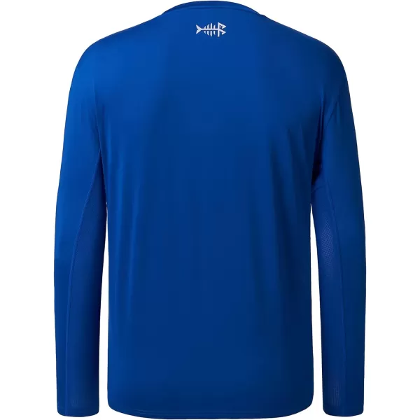 BASSDASH Mens UPF 50 Performance Long Sleeve TShirt UV Sun Protection Fishing Hiking Sports ShirtsRoyal BlueWhite Logo