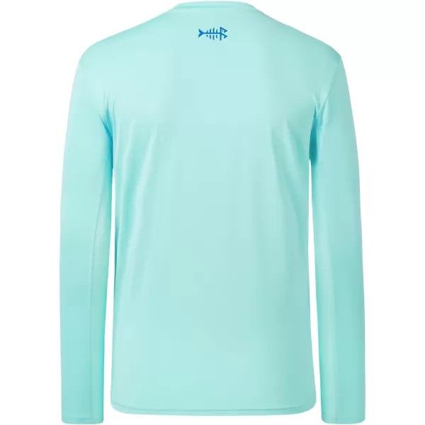 BASSDASH Mens UPF 50 Performance Long Sleeve TShirt UV Sun Protection Fishing Hiking Sports ShirtsSeafoamVivid Blue Logo