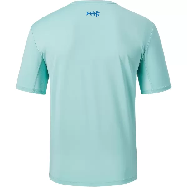 BASSDASH Mens UPF 50 Performance Short Sleeve Pocket TShirt UV Sun Protection Fishing Hiking Kayaking Sports ShirtsSeafoamVivid Blue Logo  Pack of 2