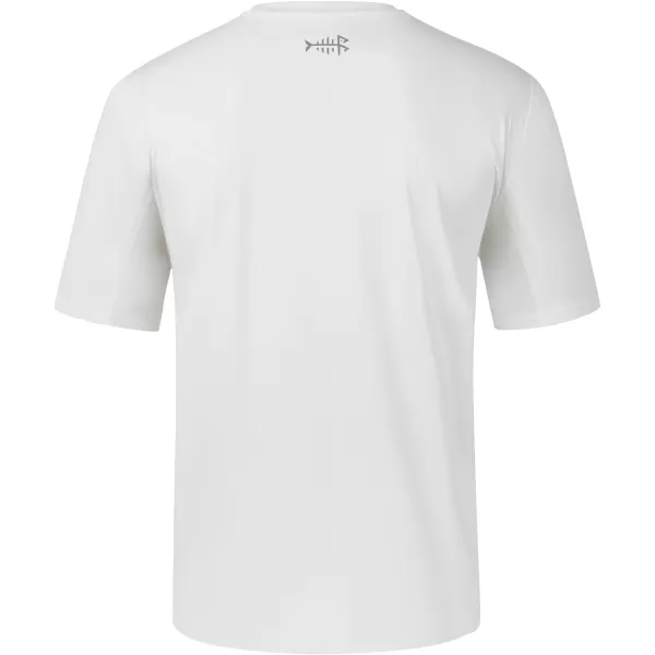 BASSDASH Mens UPF 50 Performance Short Sleeve Pocket TShirt UV Sun Protection Fishing Hiking Kayaking Sports ShirtsWhiteGrey Logo