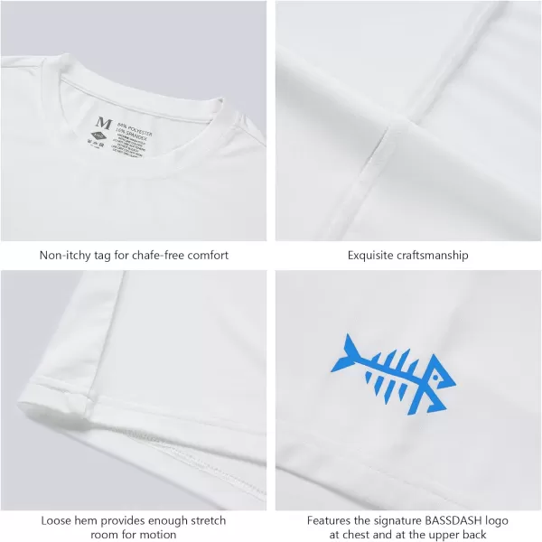 BASSDASH Mens UPF 50 Short Sleeve Fishing Shirts Performance Cooling UV Sun Protection Hiking TShirtsWhite