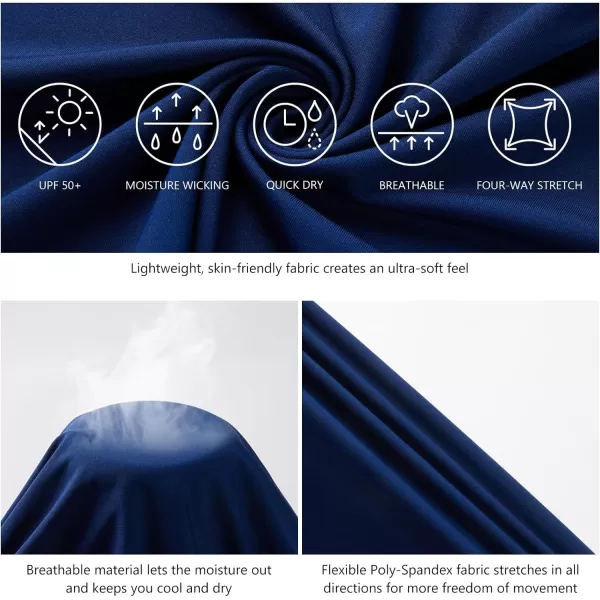 BASSDASH Mens UPF 50 Sun Protection Long Sleeve Shirts Quick Dry Performance SPF UV Shirt for Outdoors Fishing Hiking FS31MDark BlueWhite Logo