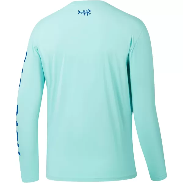 BASSDASH Mens UPF 50 Sun Protection Long Sleeve Shirts Quick Dry Performance SPF UV Shirt for Outdoors Fishing Hiking FS31MSeafoamVivid Blue Logo