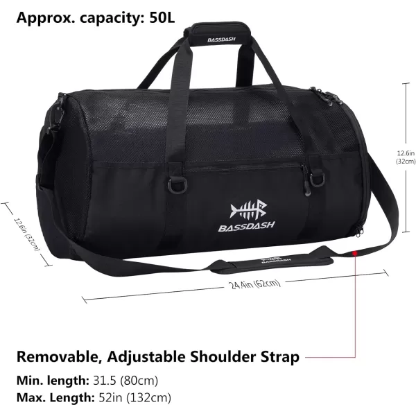 BASSDASH Mesh Duffel with Removable Shoulder Strap Wader Bag for Fishing Hunting Travel Sport Gym Beach Snorkeling FP06BASSDASH Mesh Duffel with Removable Shoulder Strap Wader Bag for Fishing Hunting Travel Sport Gym Beach Snorkeling FP06