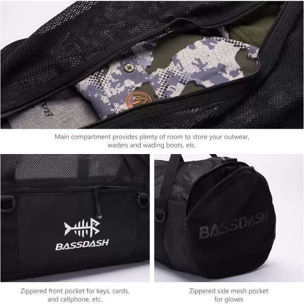 BASSDASH Mesh Duffel with Removable Shoulder Strap Wader Bag for Fishing Hunting Travel Sport Gym Beach Snorkeling FP06BASSDASH Mesh Duffel with Removable Shoulder Strap Wader Bag for Fishing Hunting Travel Sport Gym Beach Snorkeling FP06