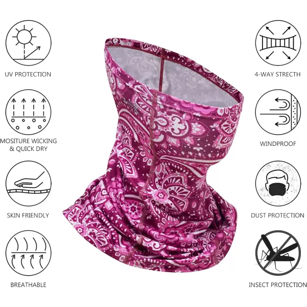 BASSDASH Neck Gaiter Mask UPF 50 Sun Protection for Men  Women Fishing Hiking OutdoorPink Paisley With Holes