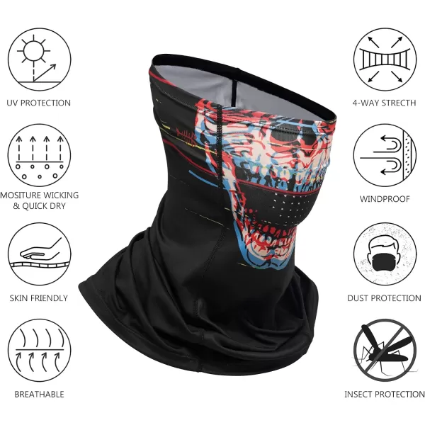 BASSDASH Neck Gaiter Mask UPF 50 Sun Protection for Men  Women Fishing Hiking OutdoorSkull With Holes