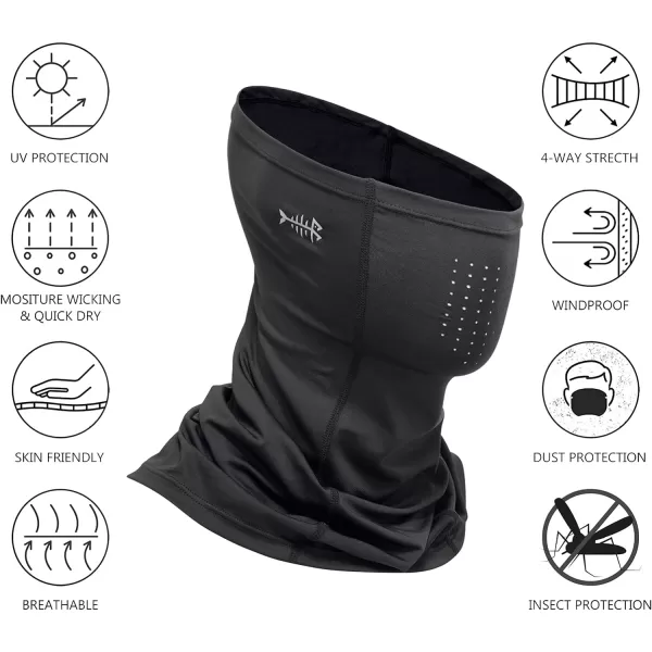 BASSDASH Neck Gaiter Mask UPF 50 Sun Protection for Men amp Women Fishing Hiking OutdoorBlack With Holes